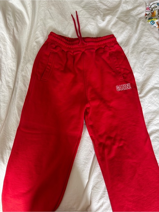 Ganni Pants - GANNI Red Sweatpants with Drawstring Waist